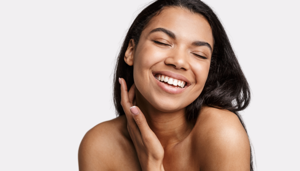 Confident woman with beautiful skin